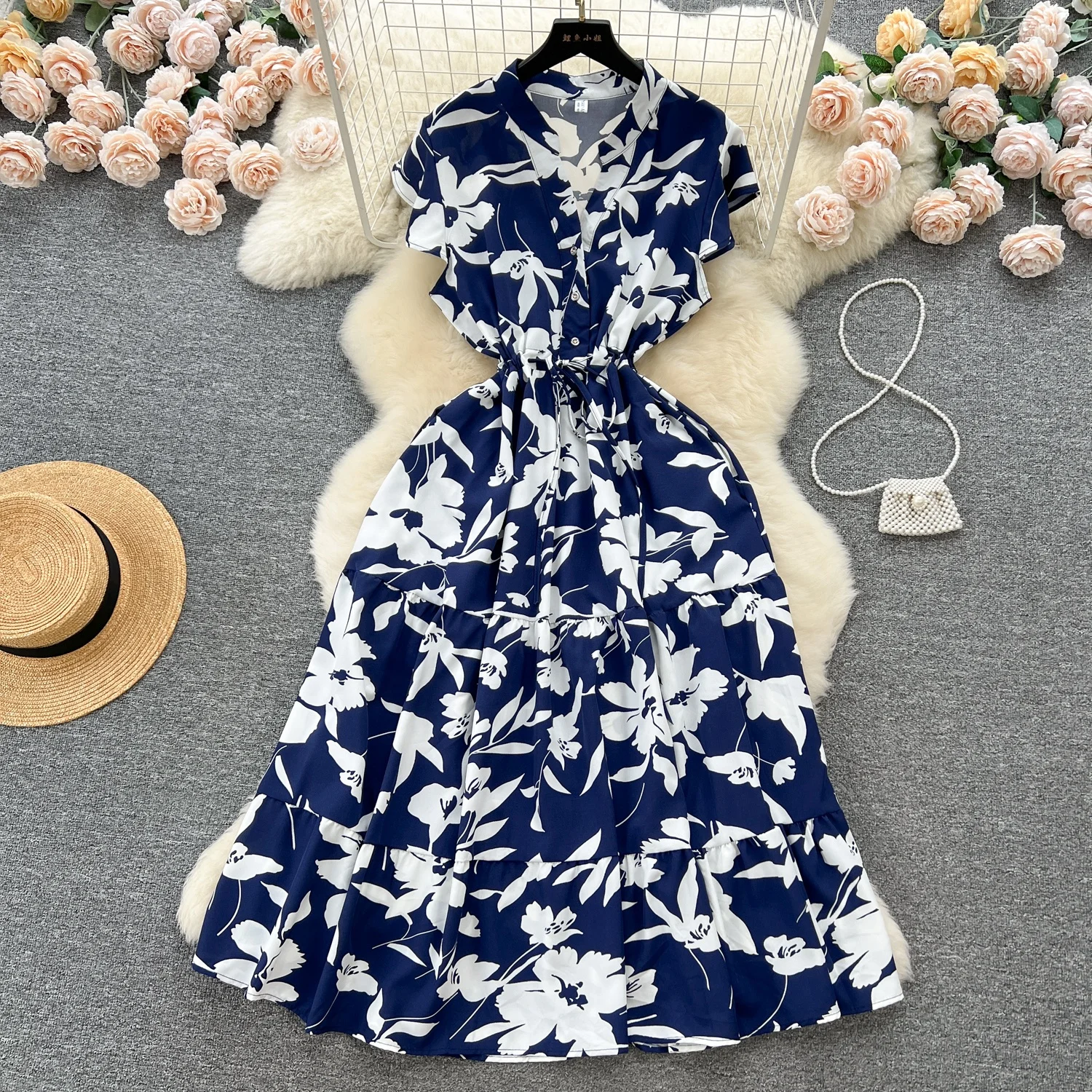 summer dress knee length short sleeve Women's Knee Length Dress White Dress Summer Dress Eyelet Dress Elegant Fashion Modern Beach Vacation Holiday Regular Fit Plain Short Sleeve V Neck Blue White Yellow Pink Summer Spring 2026
