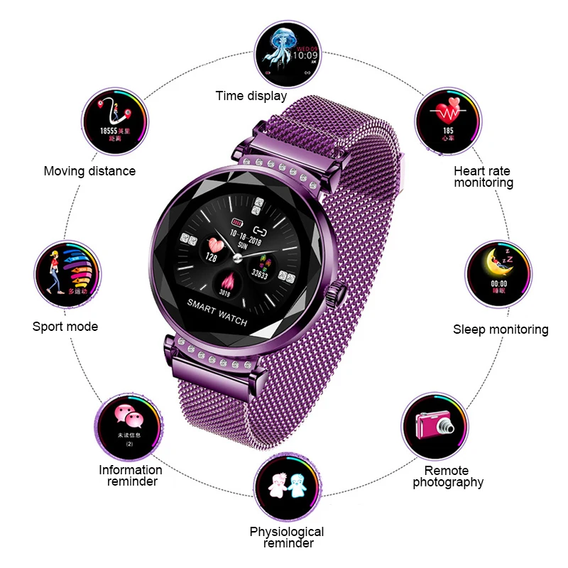 H2 Fashion Color Screen Women Smartwatch 2020 Best Power