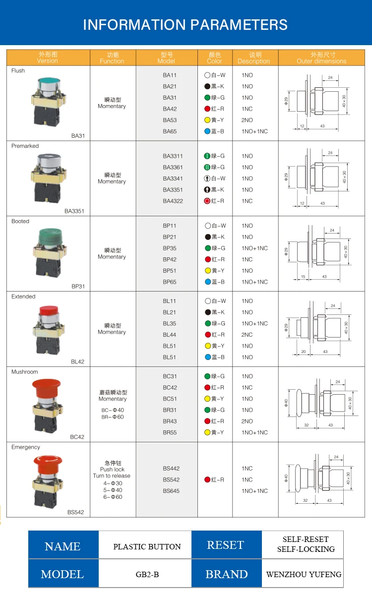 (XB2 Series XB2 BD53 BD33 BD21 Selector Switch)22mm 2 Position 3 ...
