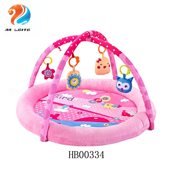 New Design Soft Plush Infant Activity Gym Baby Floor Crawling Blanket Baby Paly Gym Mat with Hanging Toys