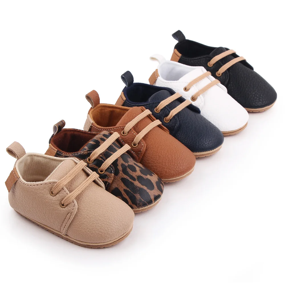Casual Baby Boys Non-slip TPR Sole Newborn Toddler Lace Shoes Infant Dress Boys Shoes