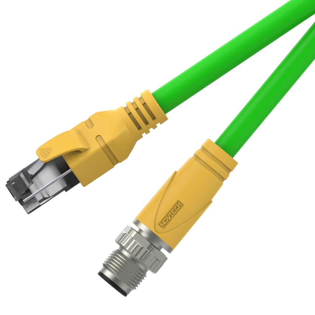 Marvtech Double Side Shield Ethernet Profinet M12 D Code Male to RJ45 Overmolded Connector