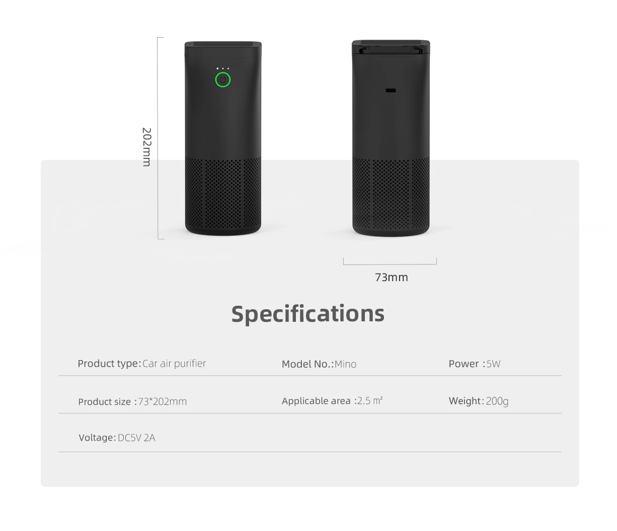 Portable Purifier With Led Light H13 Hepa Filter For Home Car Office