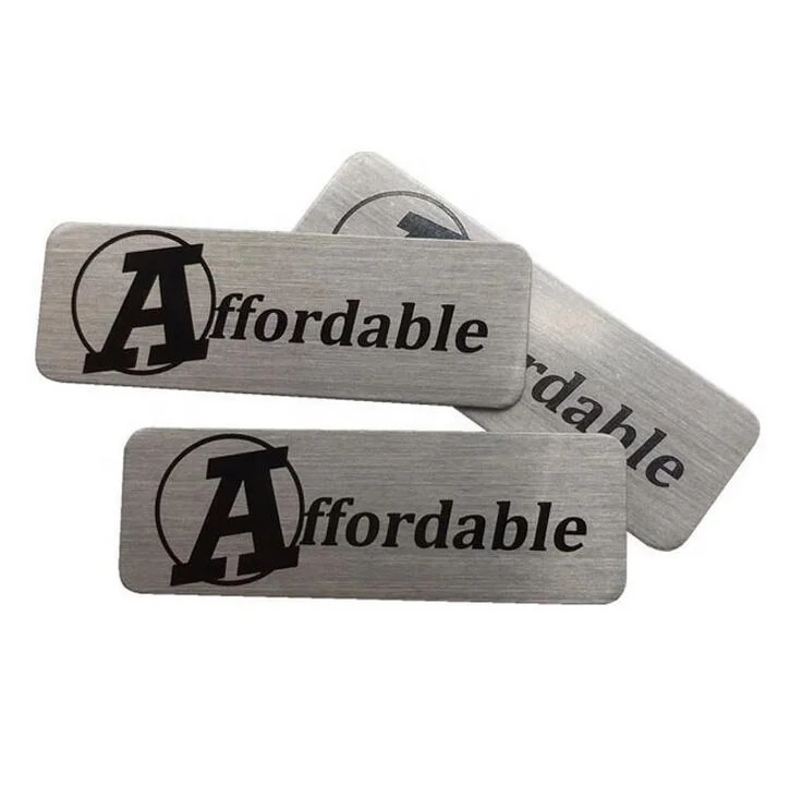 China Furniture Label Badge Aluminum Name Plate Embossed Metal Logo