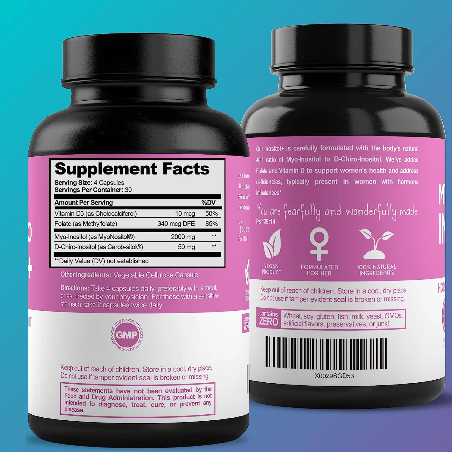 Premium Myoinositol Plus Folate Vitamin D Supplement Capsules Women's