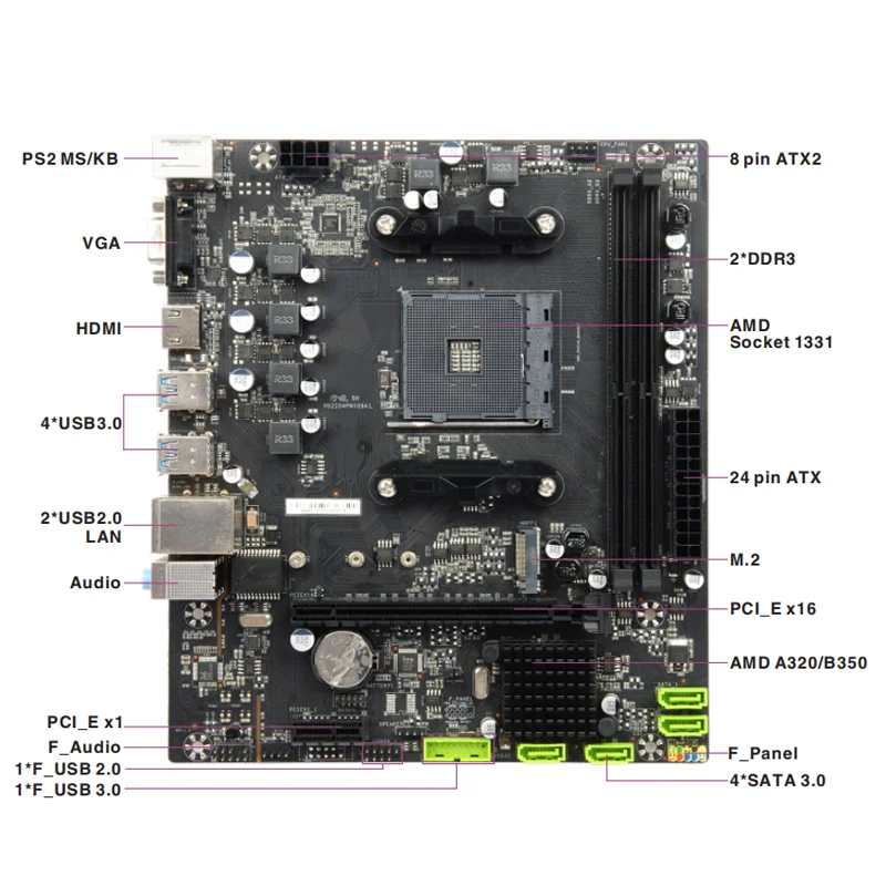 B350 Amd Mainboard Chipset B350ET2 Biostar Computer System Board