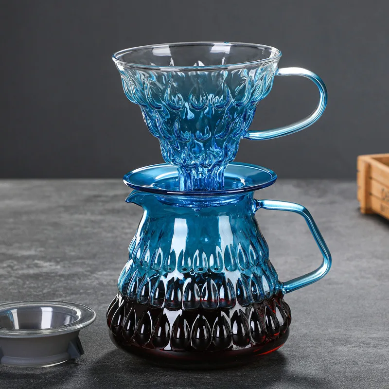 Высокотемпературный цветной кофейник из боросиликатного стекла с фильтром, экологически чистый прозрачный ручной чайник