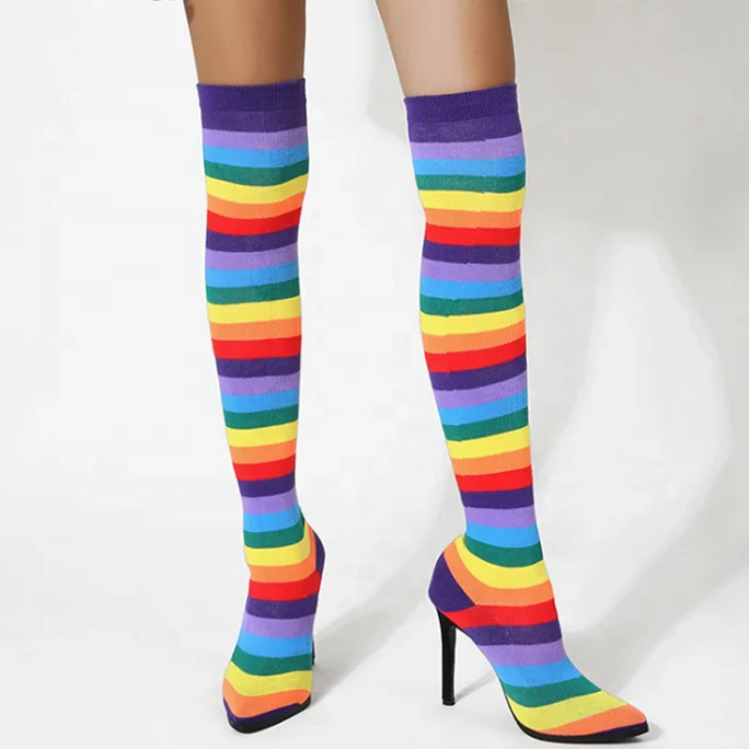 colorful thigh high boots