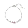 Red zircon butterfly bracelet-silver