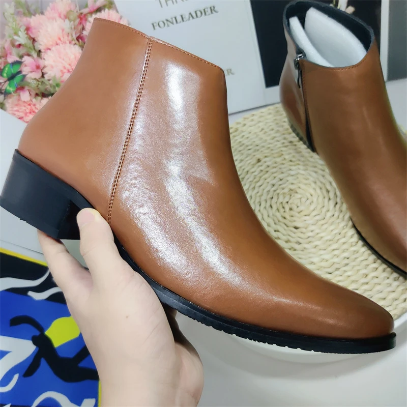 Good Quality High Ankle Handsome Men Genuine Leather Boots Dress