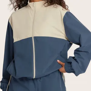 2026 Hot Fashion Custom Design OEM Factory Color Blocked Long Sleeve Top Full Zip up Athletics Workout Fitness Jacket Women