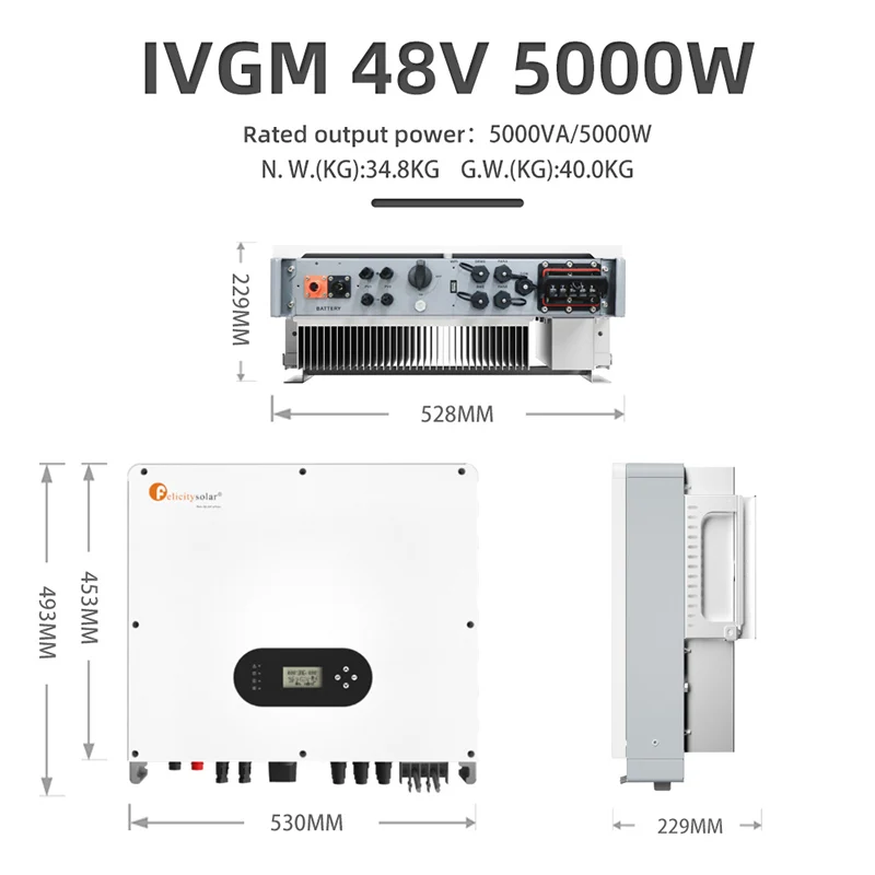 3kw 5kw オフグリッドハイブリッドMPPソーラーインバーター純正弦波