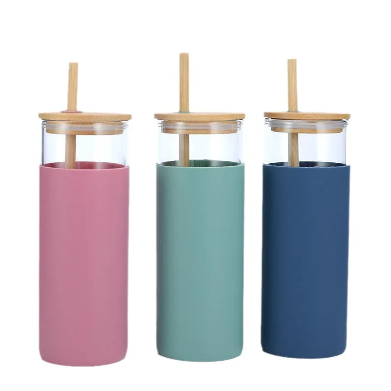 Buy Wholesale 20oz Glass Tumbler With Straw Silicone Sleeve Bamboo Lid from  Hangzhou Yuanji Gift Co., Ltd., China