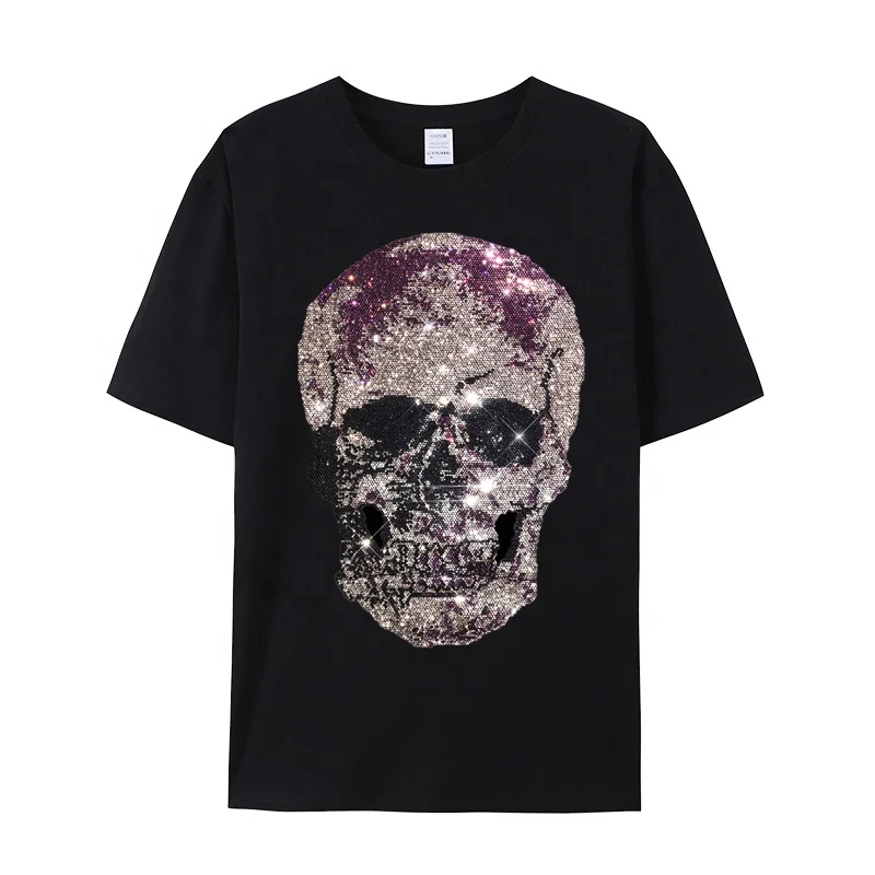 Free sample Black afro girl hotfix motif Custom rhinestone transfer design for tshirt