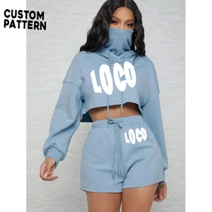 Wholesale Custom Women's Plain Pullover Oversized Gym Fitness Sweatshirts Blank Cropped Hoodie