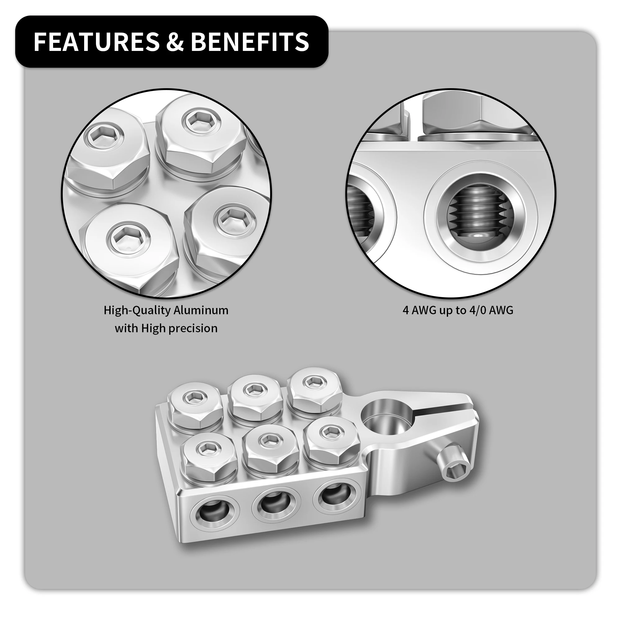 12 Way Battery Terminal Connectors 8awg Up To 4/0(xl) Awg Gauge Battery