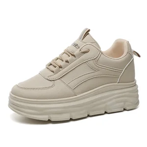 W3612 Women's Loafers Solid Color Casual Sports Shoes with Thick Leather Mesh and Breathable Flat Bottom for Spring/Summer