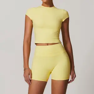 Naked Feeling 3 Piece Women Yoga Set Sports Bra Butt Lift Gym Shorts Breathable Workout Crop Top Fitness Active Gym Suit