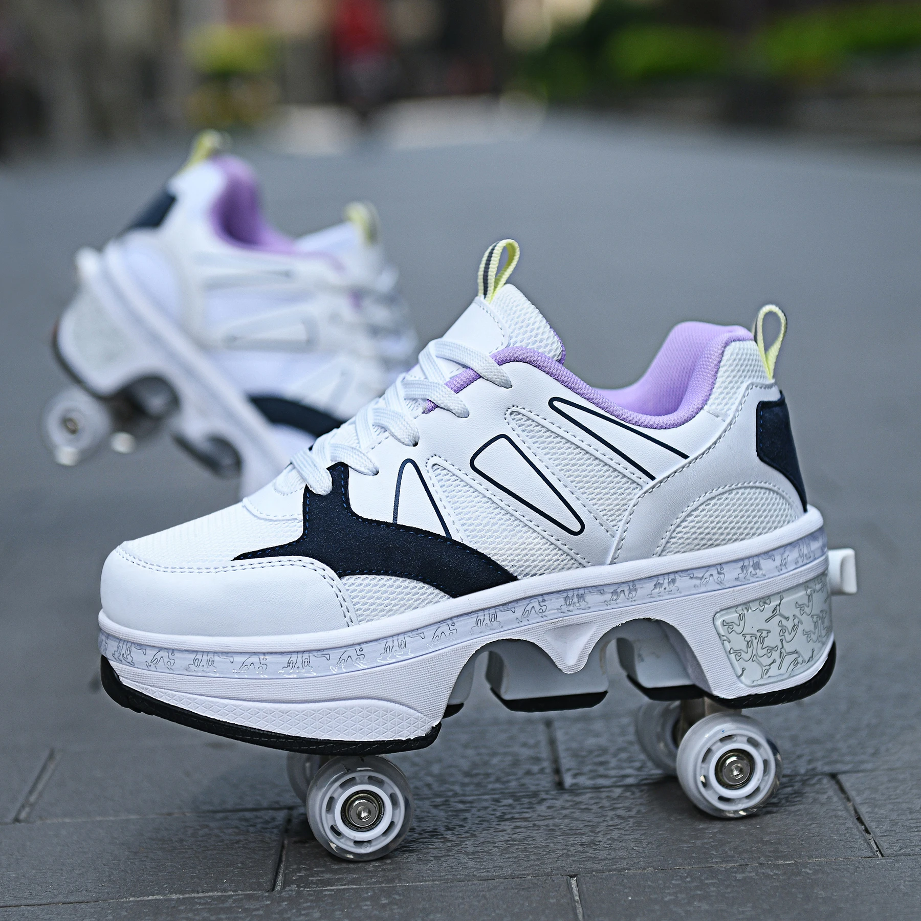 rubber shoes with rollers