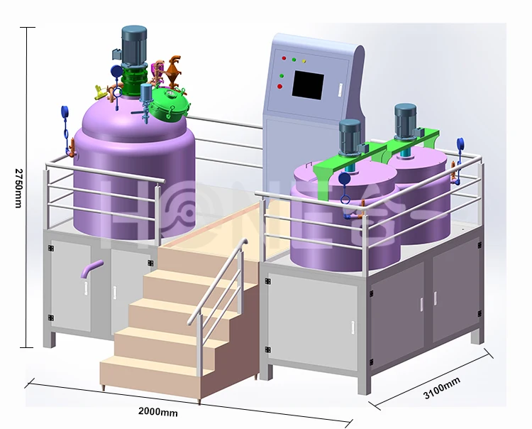 Высокоскоростной миксер Hone на 500 л вакуумная косметика эмульгирующий гомогенизатор оборудование для производства