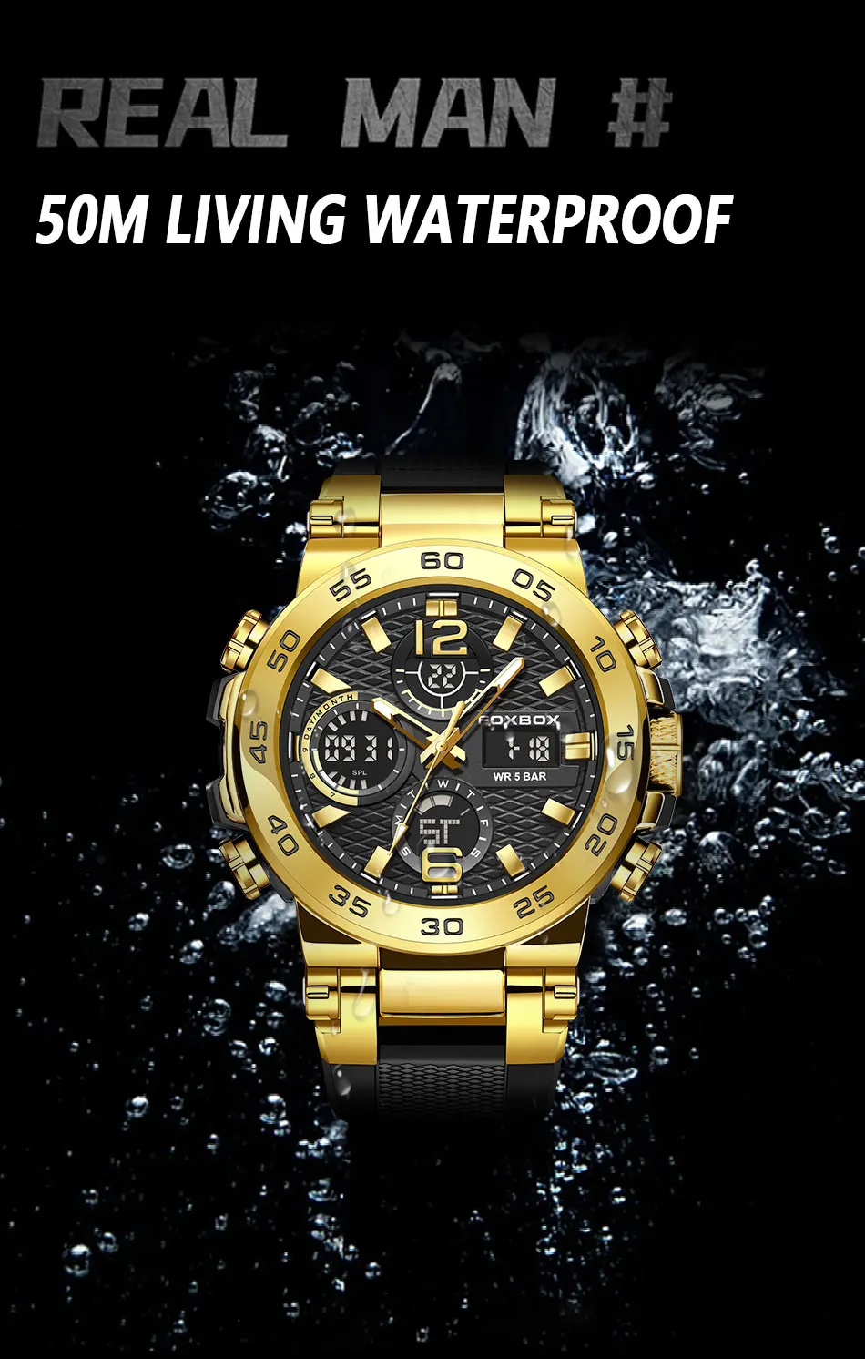 FOXBOX FB0033 Digital Sport Watch for Men Fashion Outdoor Watch Men Top Brand Luxury Waterproof Chronograph Relogio Masculino
