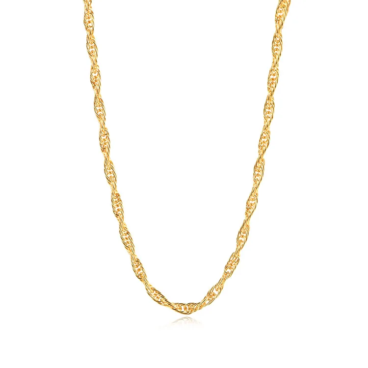 24k Solid Gold Jewelry 2.5mm Rope Chain 