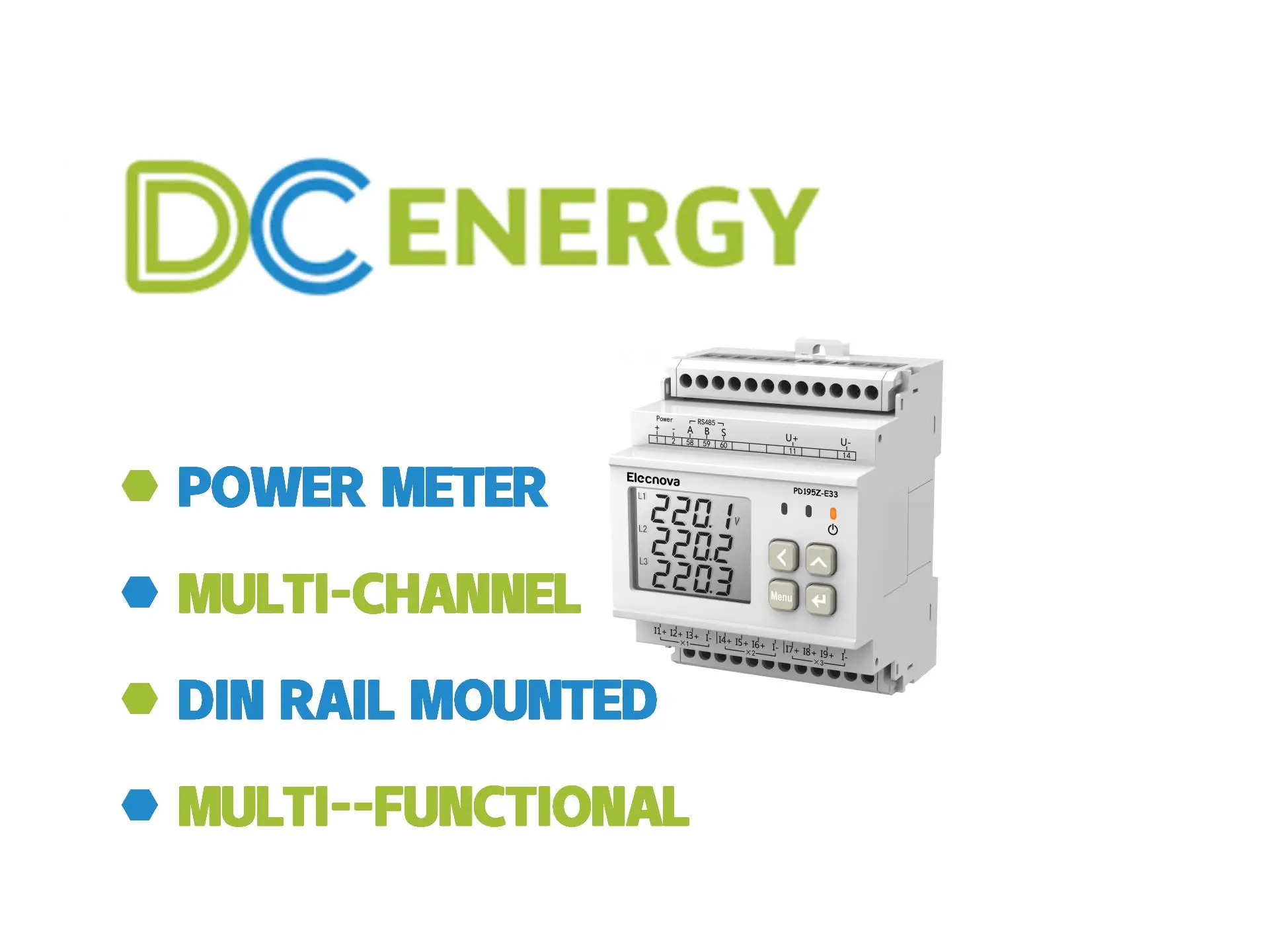 4-1000V DC Din Rail Smart Modbus Power Meter - Energy Efficiency