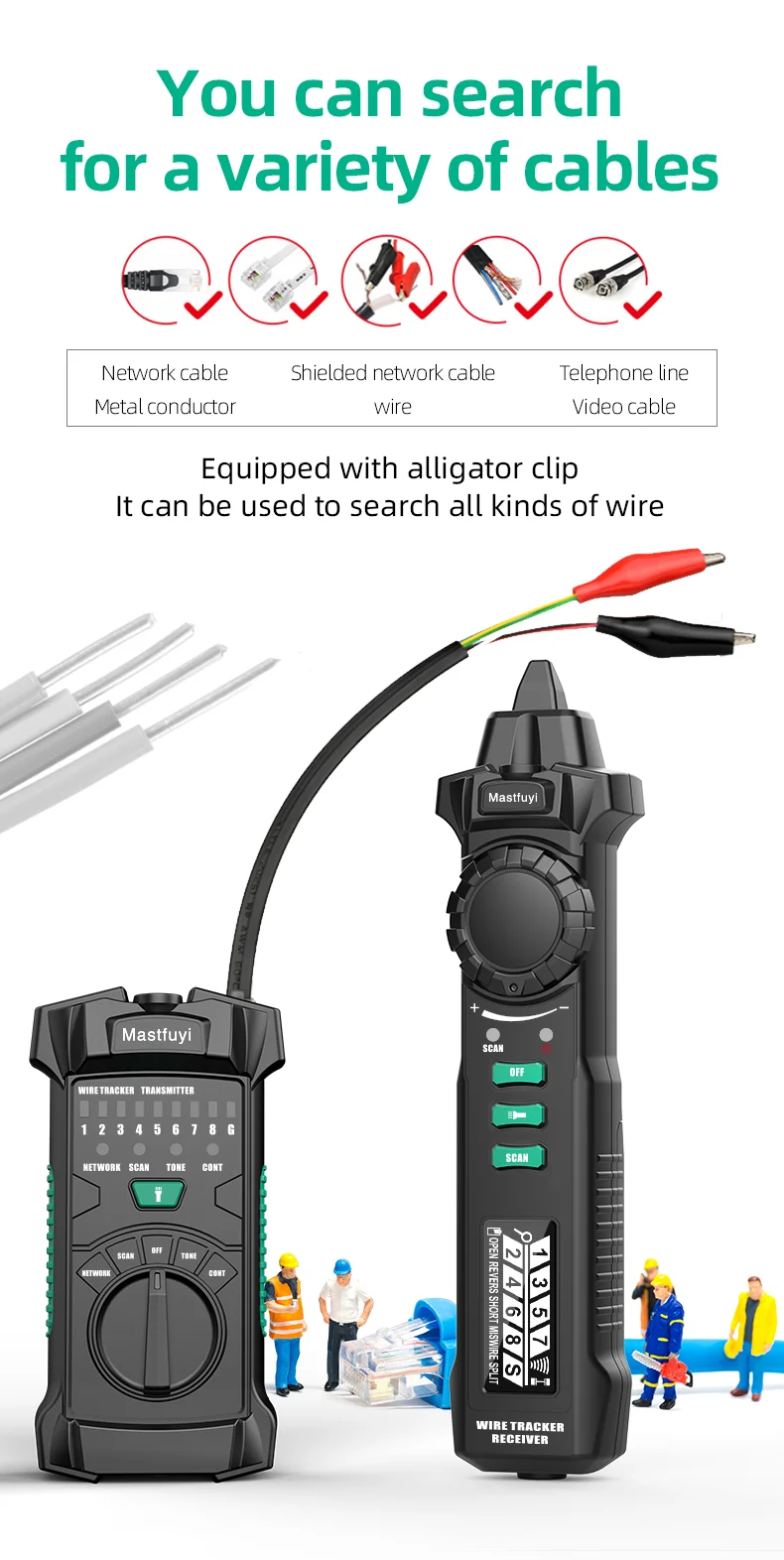 FY8169 Telecom Tool RJ45 RJ11 STP UTP LAN Diagnose Tone Tracer Network cable tester Wire tracer PoE living Detection