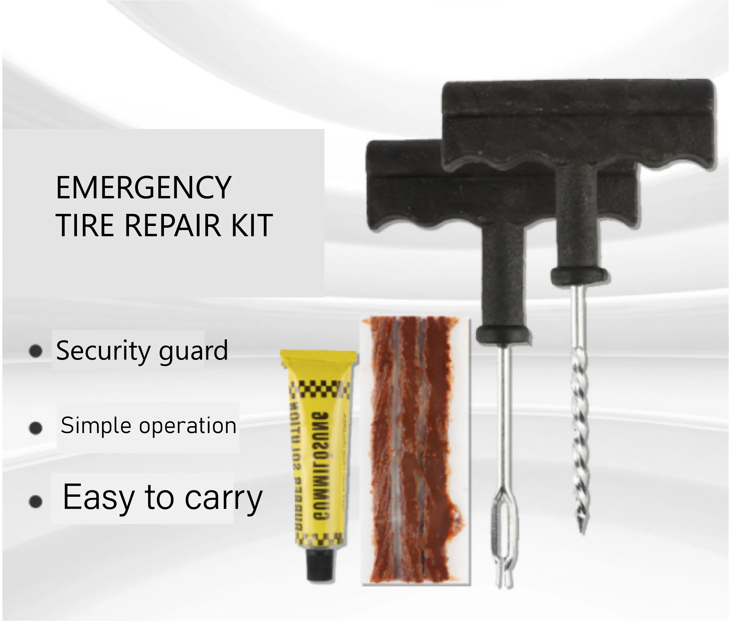 Portable 6piece Auto Tire Repair Emergency Tools Universal Tubeless