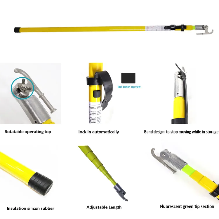 Triangular Shape Insulated Telescopic Link Sticks Fiberglass Electrical Hot Stick