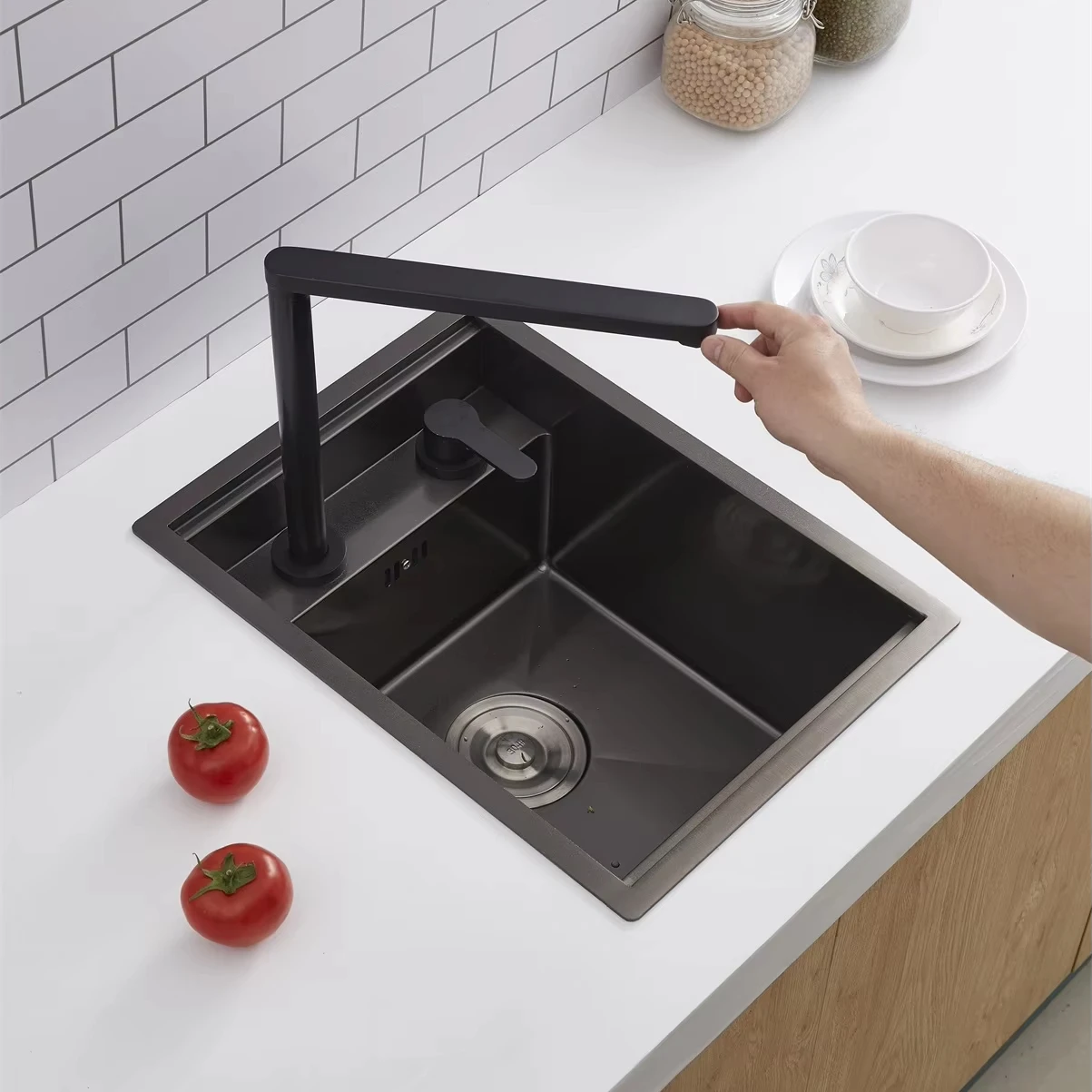 Olife Banos 45x35cm hidden sink 304 stainless steel single-slot small bar wash basin black mini island wash basin invisible sink