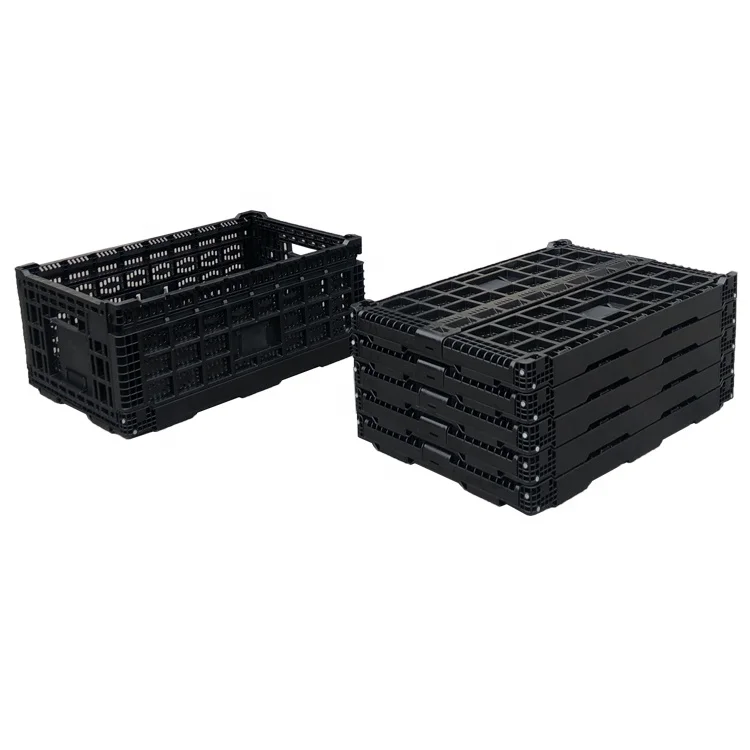 Ergonomic Lock System Large Heavy Duty Home Grated Wall Utility Storage Basket Stackable Containers Larger Fruits Gray 23.5x15.5x8.6 Veggie Pack of 1 Garage 54L Collapsible Plastic Crates 