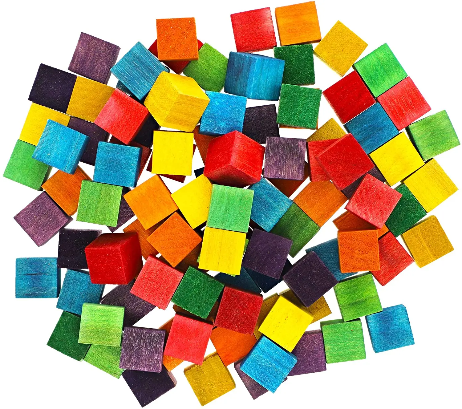 Bright Creations 100 Piece Wooden Blocks for Crafts, Colorful  Small Cubes (6 Colors, 0.6 in) : Toys & Games