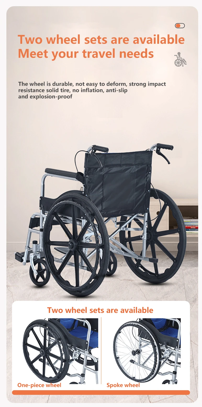Handcycle Active Medical Used Manual Foldable Mobility Wheelchair for Elder and Disable With Umbrella Brakes Adults Fixed Armre