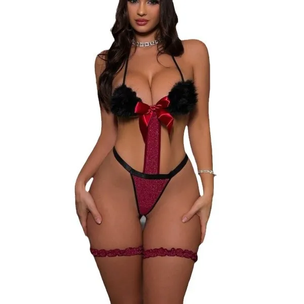 2025 Most Popular Three-Pointed Catgirl Sexy Lace Bra Two Piece Set with Bow Push up Seamless Bralette Lingerie for Women Girls