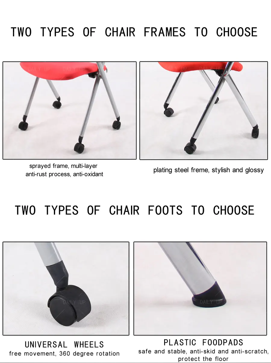 Folding Training Chair With Castors Folding Conference Chair With Wheels Fixed Meeting Chair
