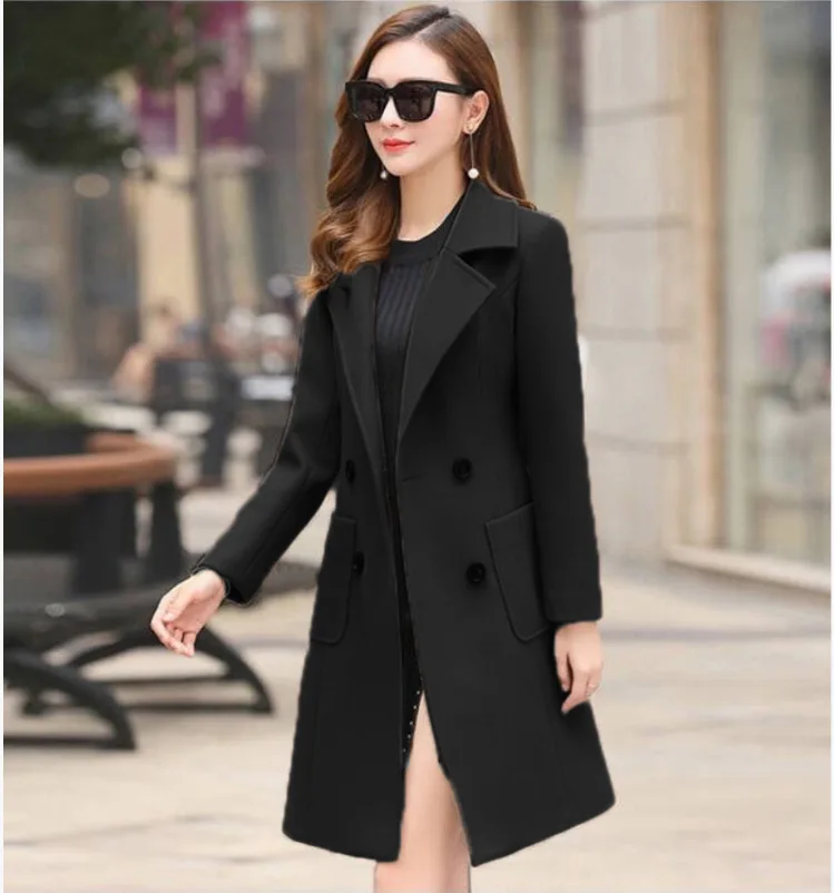 Wholesale Winter And Autumn Women Elegant Coats Notched Collar Double ...
