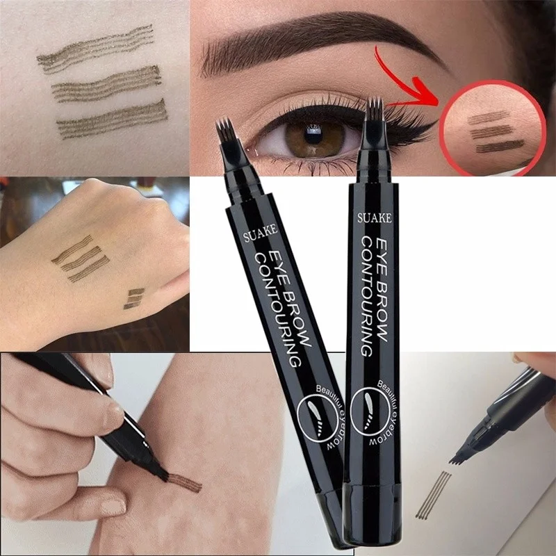 5colors Long Lasting Brown Liquid Eyebrow Pen Waterproof 4 Fork Tip