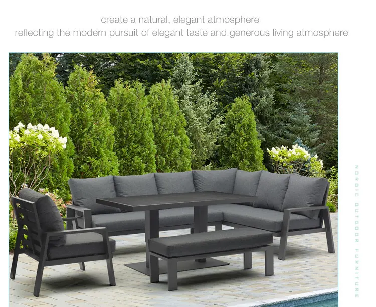 Uland Patio Garden Outdoor Furniture Sets With Fire Pit Table Modern Aluminum Sofa Waterproof