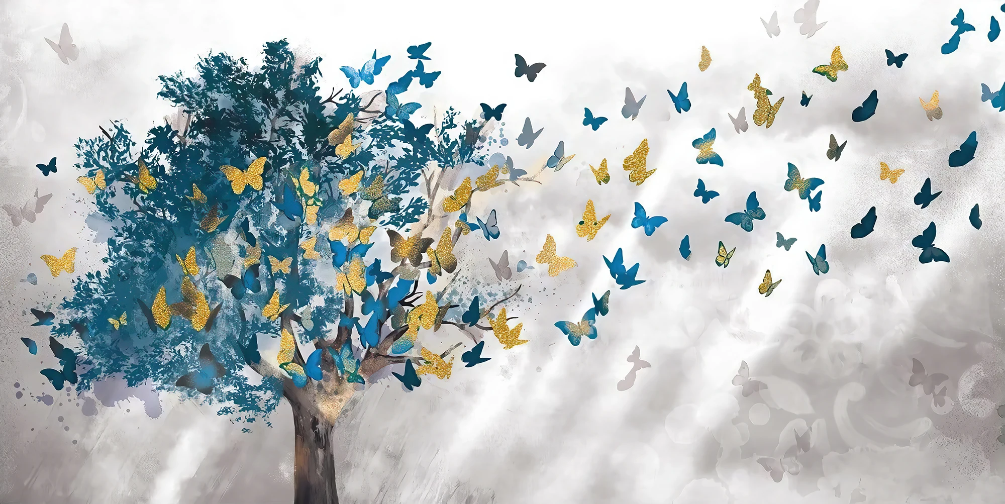 Butterfly Leaves Canvas Painting Tree Posters and Prints Modern Wall Art Pictures for Living Room Home Decor Cuadros
