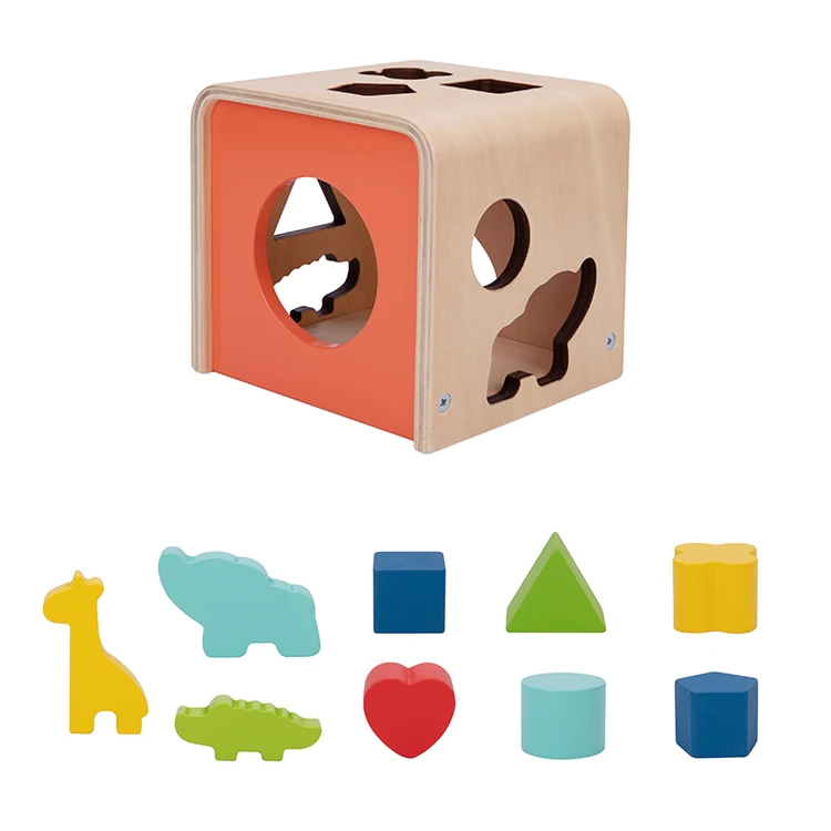 2023 New Kids Wooden Toys Animal Shape Sorter Games Cube Educational