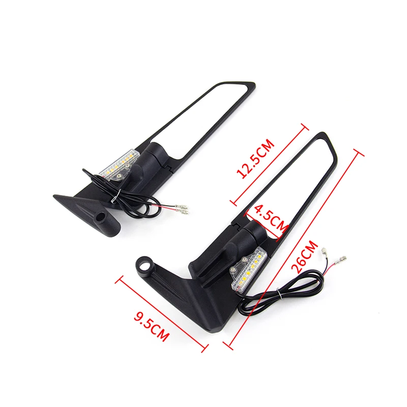 Motorbike Rotatable High Brightness Turn Signal Mirrors Motorcycle Rearview Wing Mirror With Lamp for Z900 Z650 KTM MT07