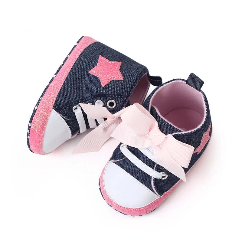New arrival bow design Glitter Materials bling canvas baby toddler girl shoes 2022 details