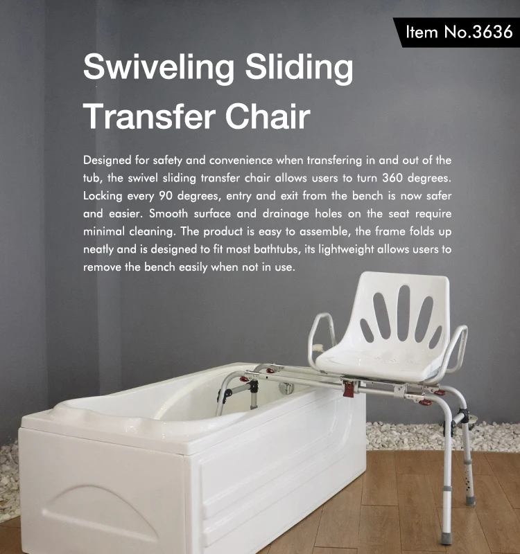 Handicapped Foldable Shower Tub Transfer Bench Height Adjustable