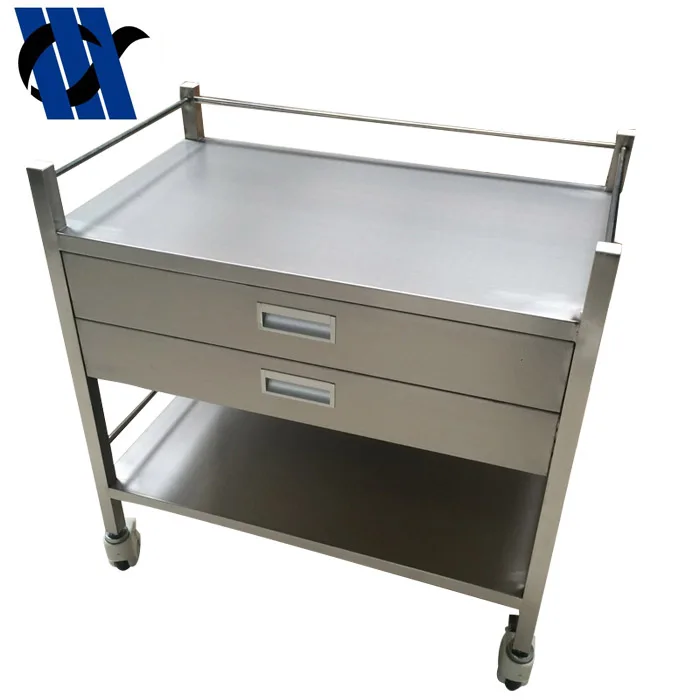 BDT216  Hospital Stainless Steel Crash Cart Medical Nursing Treatment Trolley With Wheels Medical Trolley