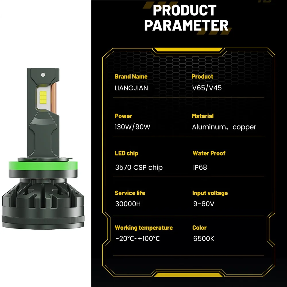 Auto Lighting System V45 H4 H7 H11 9005 9006 Led Headlights 6500k 32000lm Car Lighting 90w LED Headlamp