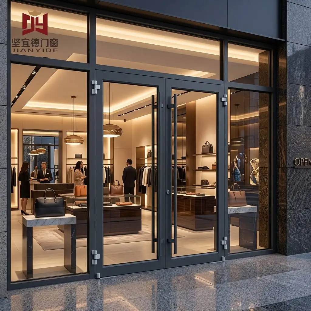 Puerta de entrada comercial de aluminio para tienda