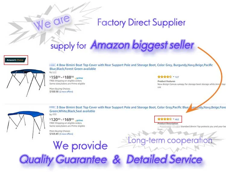 Nhcx 14years Factory Blue 4 Bow Bimini Tops Marine Hardware Boat