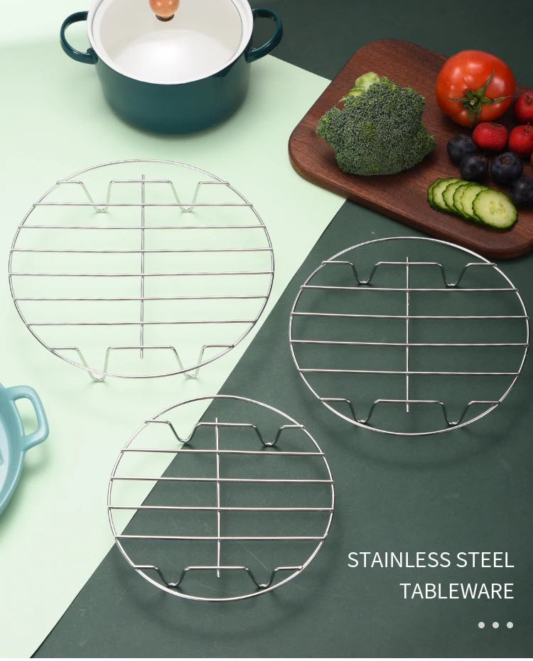 Unique Design Wire Stainless Steel Round Steamer Cooling Rack for Roasting Oven 2