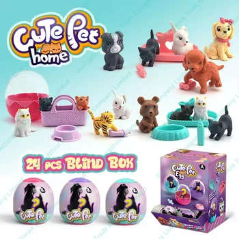 Children's PVC Mini Pet Blind Box Toy Surprise Feature with Animals Including Cats Dogs Rabbits Tigers